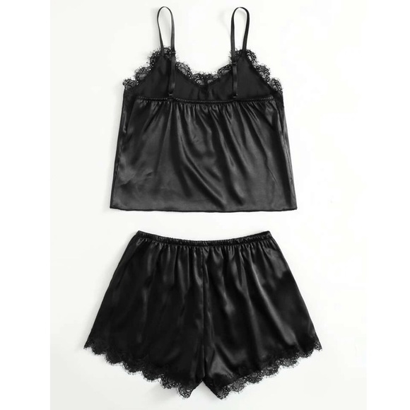 Lace Detailed Satin PJ Set π - Picture 4 of 4